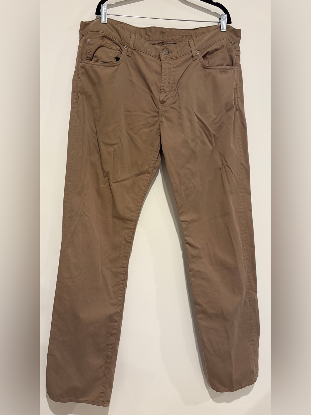 7 For All Mankind Carsen Easy Straight Leg Cotton Pants Tan Brown Size 38